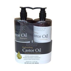 SJ Beauty Co Replenishing Castor Oil Shampoo & Conditioner Set 64 Fl Oz